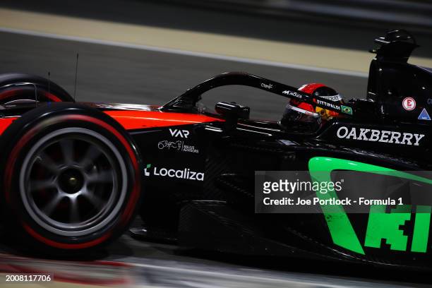 Enzo Fittipaldi of Brazil and Van Amersfoort Racing drives on track during day three of Formula 2 Testing at Bahrain International Circuit on...