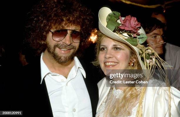 Musicians Jeff Lynne, of the British-American supergroup Traveling Wilburys, and Stevie Nicks, of the British-American rock band Fleetwood Mac, pose...