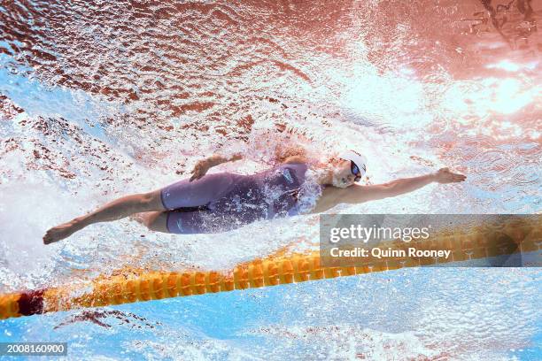 Yanhan Ai of Team People's Republic of China competes in the Women's 200m Freestyle Semifinals on day twelve of the Doha 2024 World Aquatics...