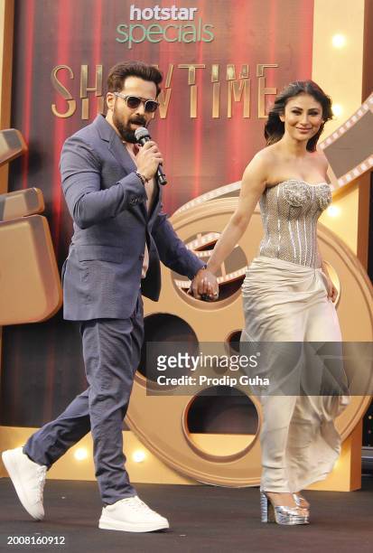 Emraan Hashmi and Mouni Roy attend the trailer launch of Disney+ Hotstar movie 'Showtime' on February 13, 2024 in Mumbai, India.