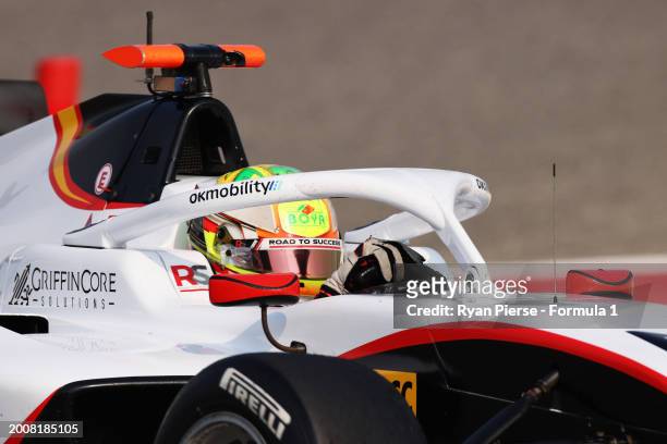 Mari Boya of Spain and Campos Racing drives on track during day three of Formula 3 Testing at Bahrain International Circuit on February 13, 2024 in...