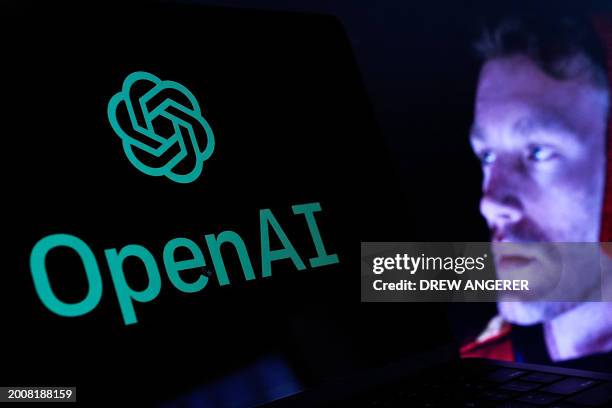 In this photo illustration, a video created by Open AI's newly released text-to-video "Sora" tool plays on a monitor in Washington, DC on February...