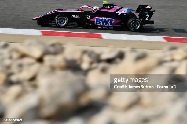 Gabriele Mini of Italy and PREMA Racing drives on track during day three of Formula 3 Testing at Bahrain International Circuit on February 13, 2024...