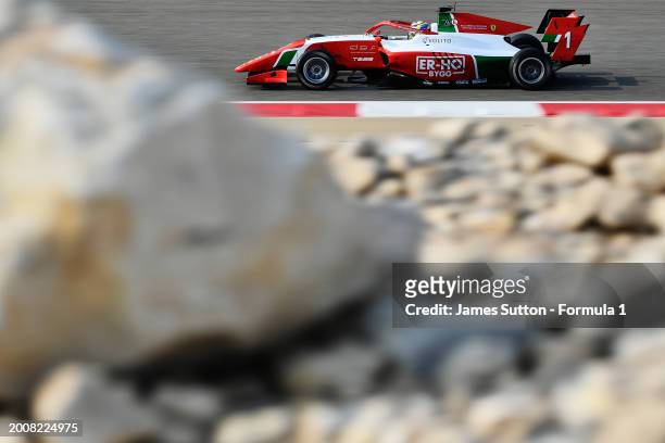 Dino Beganovic of Sweden and PREMA Racing drives on track during day three of Formula 3 Testing at Bahrain International Circuit on February 13, 2024...