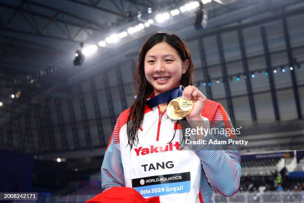 Gold Medalist, Qianting Tang of Team People's Republic of China poses with her medal after the Medal Ceremony for the Women's 100m Breaststroke Final...