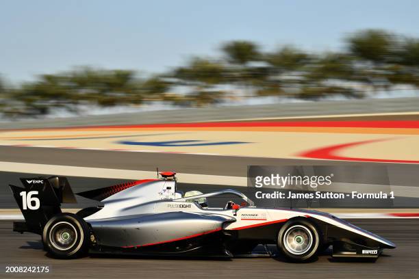 Cian Shields of Great Britain and Hitech Pulse-Eight drives on track during day three of Formula 3 Testing at Bahrain International Circuit on...