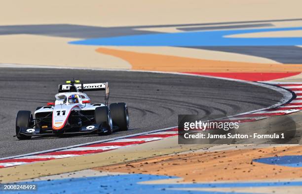 Sebastian Montoya of Colombia and Campos Racing drives on track during day three of Formula 3 Testing at Bahrain International Circuit on February...
