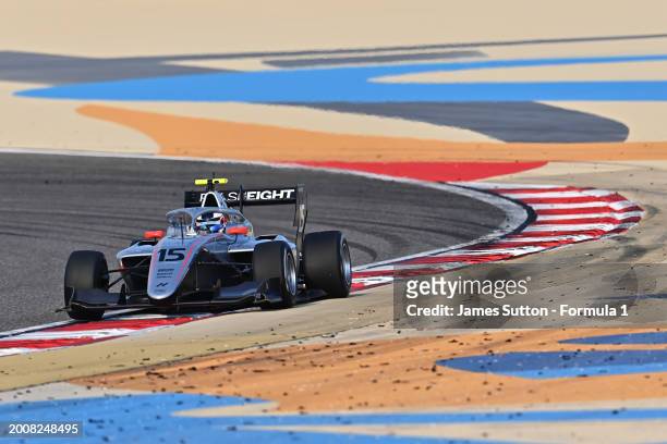 Martinius Stenshorne of Norway and Hitech Pulse-Eight drives on track during day three of Formula 3 Testing at Bahrain International Circuit on...