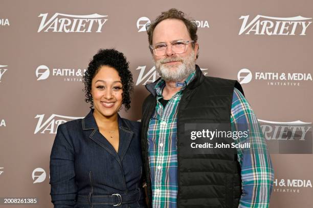Tamera Mowry-Housley and Rainn Wilson attend the Variety Spirituality and Faith in Entertainment Breakfast presented by FAMI at The London Hotel on...