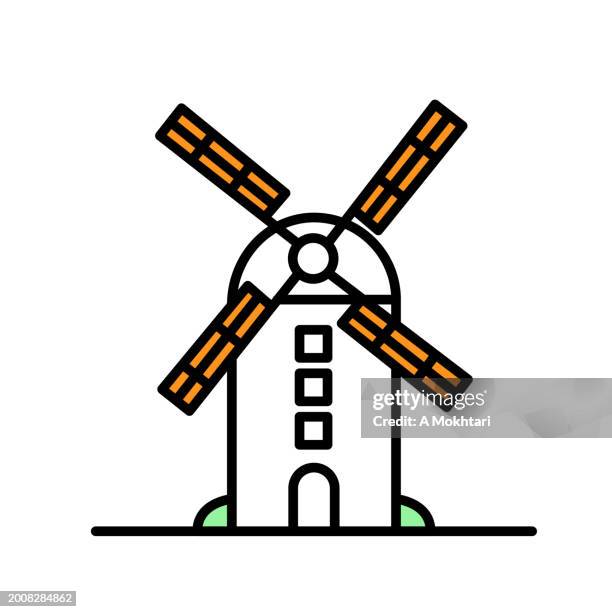 stockillustraties, clipart, cartoons en iconen met windmill icon. - traditionele molen