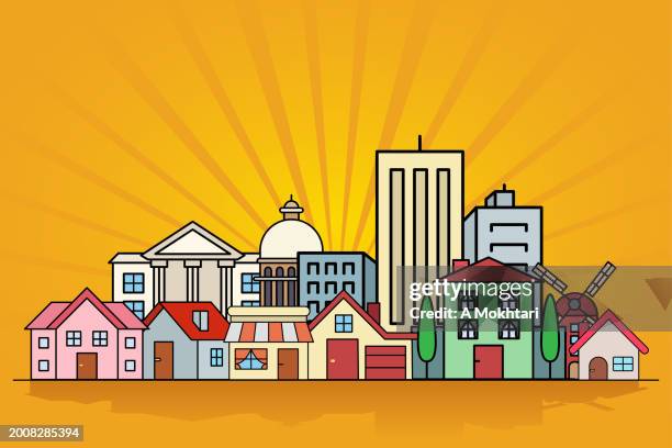 city, set of houses and buildings. - real estate developer stock illustrations