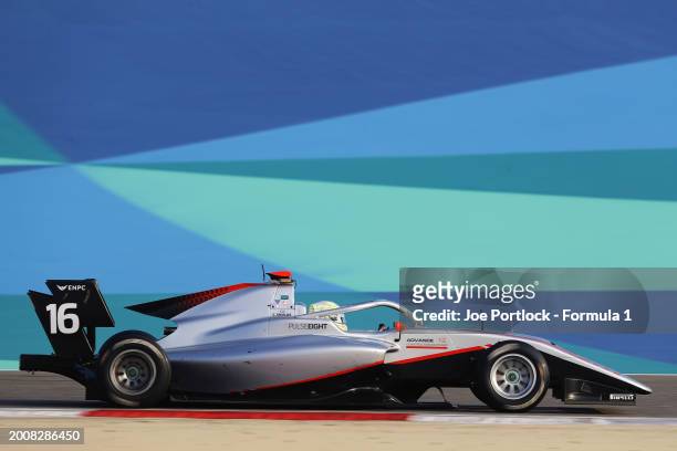 Cian Shields of Great Britain and Hitech Pulse-Eight drives on track during day three of Formula 3 Testing at Bahrain International Circuit on...