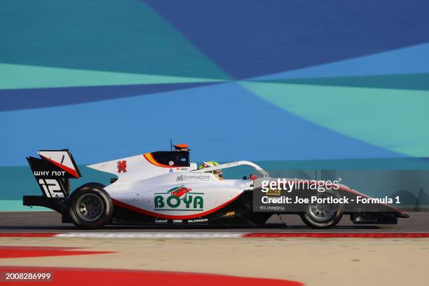 Mari Boya of Spain and Campos Racing drives on track during day three of Formula 3 Testing at Bahrain International Circuit on February 13, 2024 in...