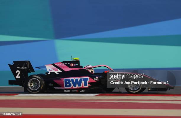Gabriele Mini of Italy and PREMA Racing drives on track during day three of Formula 3 Testing at Bahrain International Circuit on February 13, 2024...