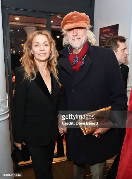 Jeanne Marine and Sir Bob Geldof attend the press night performance of "Just For One Day: The Live Aid Musical" at The Old Vic Theatre on February...