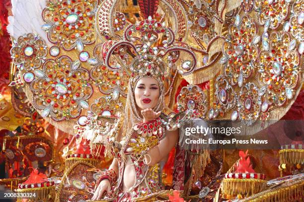 Woman in costume during the celebration of the Coso, on 13 February, 2024 in Tenerife, Canary Islands, Spain. The celebration of the Coso Apotheosis...