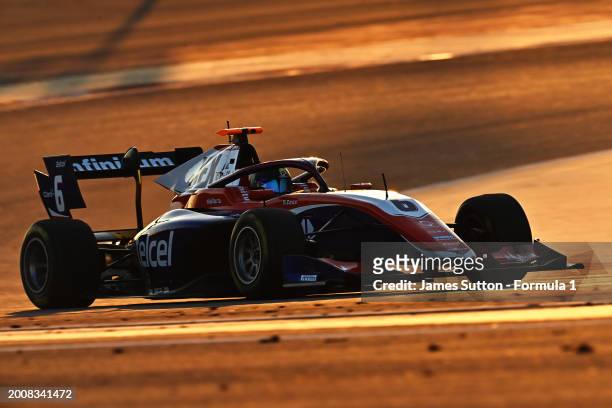 Santiago Ramos of Mexico and Trident drives on track during day three of Formula 3 Testing at Bahrain International Circuit on February 13, 2024 in...