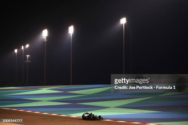 Ritomo Miyata of Japan and Rodin Motorsport drives on track during day three of Formula 2 Testing at Bahrain International Circuit on February 13,...