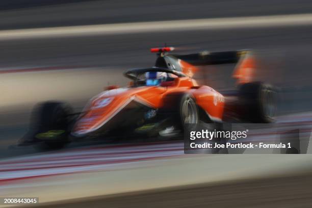 Alex Dunne of Ireland and MP Motorsport drives on track during day three of Formula 3 Testing at Bahrain International Circuit on February 13, 2024...