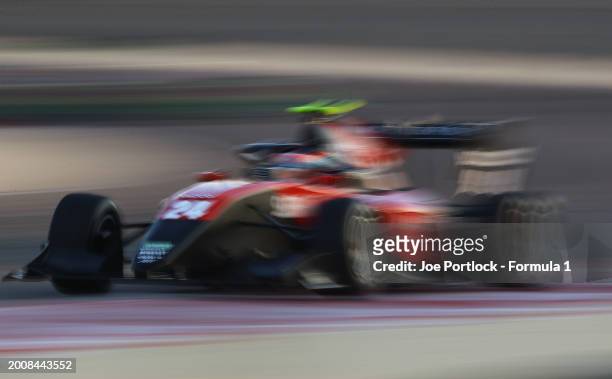 Laurens van Hoepen of Netherlands and ART Grand Prix drives on track during day three of Formula 3 Testing at Bahrain International Circuit on...
