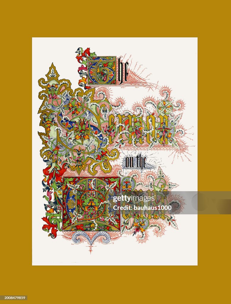 Scripture In Gold Lettering Sermon On The Mount Bible Verses On Gold High-Res Vector Graphic ...