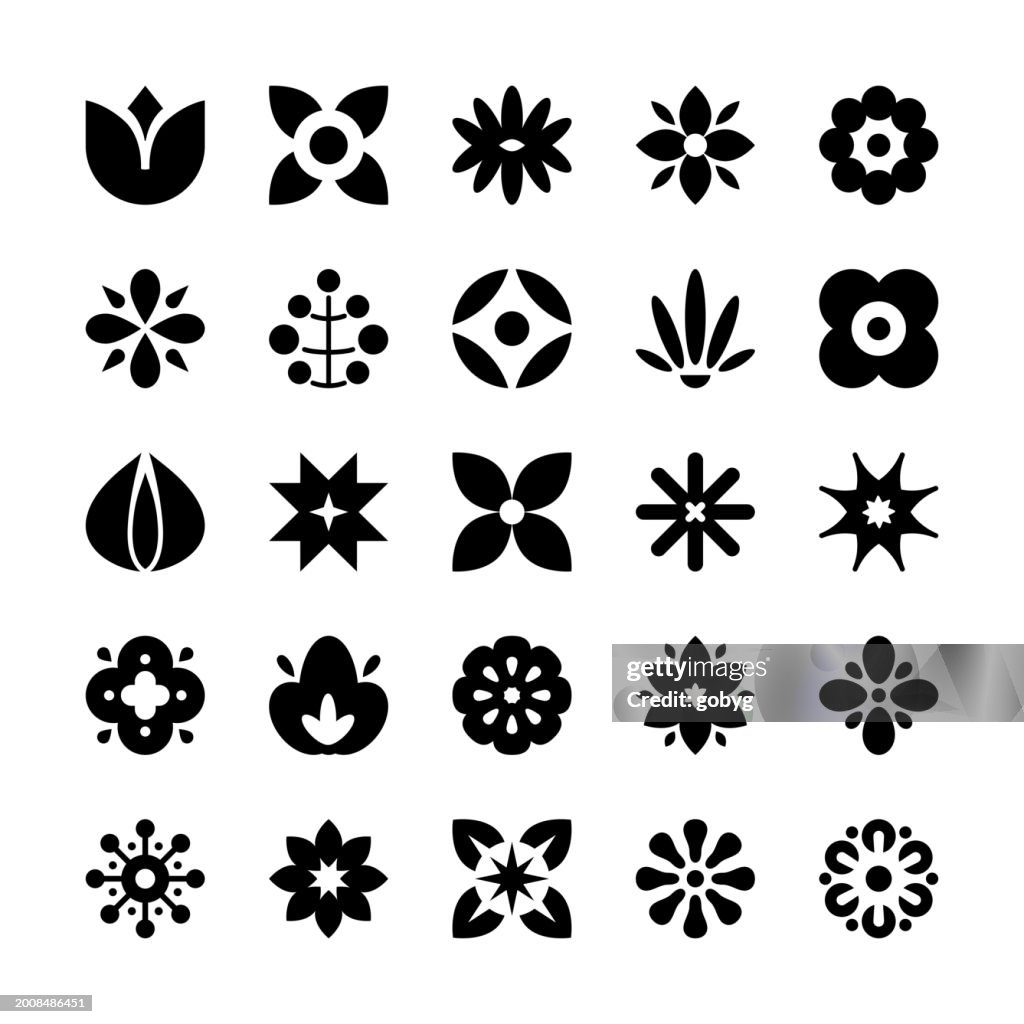 Iconos de flores geométricas