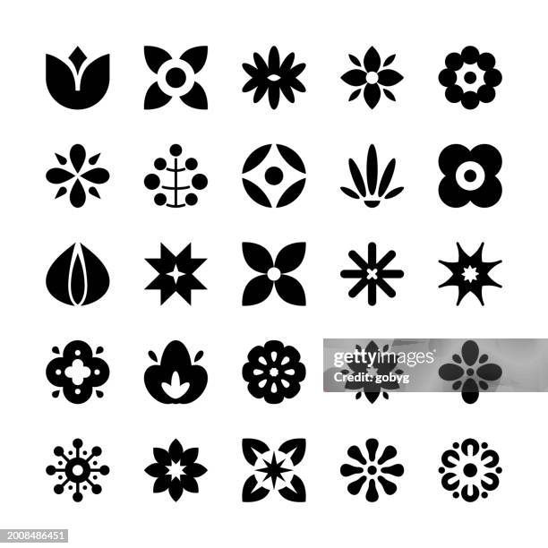 illustrazioni stock, clip art, cartoni animati e icone di tendenza di icone geometriche del fiore - fiore di loto