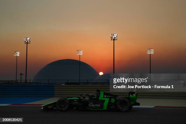 Zane Maloney of Barbados and Rodin Motorsport drives on track during day three of Formula 2 Testing at Bahrain International Circuit on February 13,...