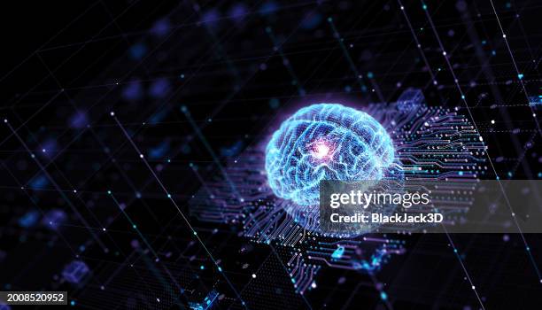 cerebro de ia. aprendizaje automático. tecnología de la mente digital. espacio de copia - aprendizaje automático fotografías e imágenes de stock