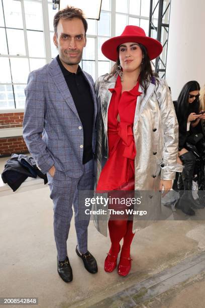 Jeetendr Sehdev and Nikki Apostolou attend the Concept Korea fashion show during New York Fashion Week: The Shows at Starrett-Lehigh Building on...