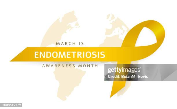 endometriosis awareness month card, poster, march. vector - yellow ribbon vector stock illustrations