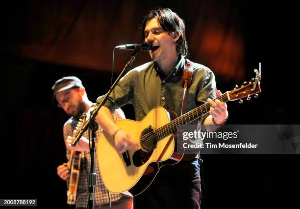 Conor Oberst of Monsters of Folk performs during Neil Young's 23rd Annual Bridge Benefit at Shoreline Amphitheatre on October 24, 2009 in Mountain...