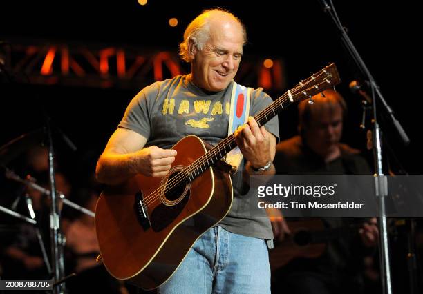 Jimmy Buffett performs during Neil Young's 23rd Annual Bridge Benefit at Shoreline Amphitheatre on October 24, 2009 in Mountain View, California.