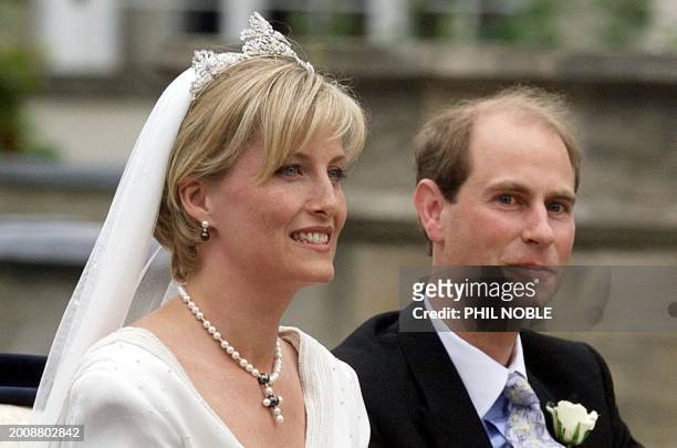His Royal Highness Prince Edward and his bride Sophie Rhys-Jones who from today, Saturday 19th June 1999, will be known as the Earl and Countess of...