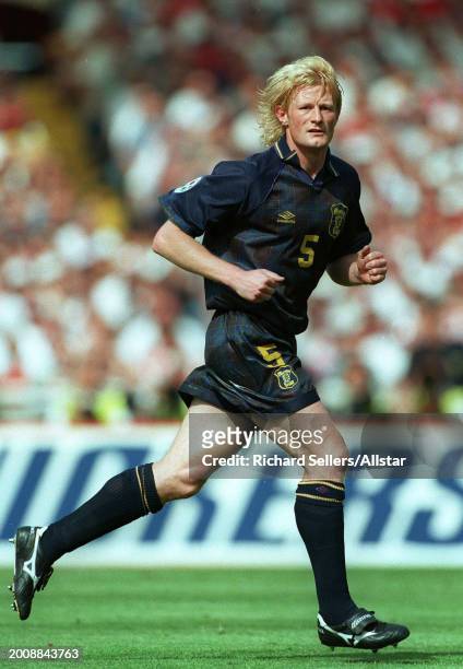 Colin Hendry of Scotland running during the UEFA Euro 1996 Group A match between Scotland and England at Wembley Stadium on June 15, 1996 in London,...