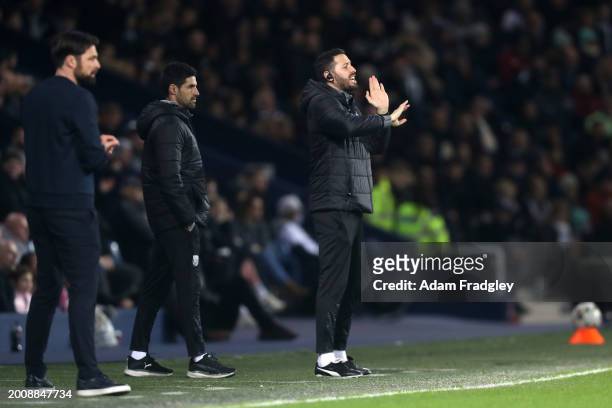 Damia Abella Statistical Analyst of West Bromwich Albion instructs the players after Carlos Corberan Head Coach of West Bromwich Albion was sent off...