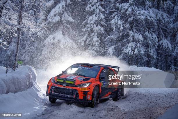Pepe Lopez and David Vazquez are driving the Skoda Fabia RS as they face one of the races during the FIA World Rally Championship WRC Rally Sweden...