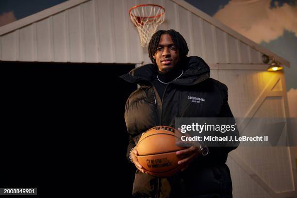 Tyrese Maxey of the Philadelphia 76ers poses for a portrait during the NBAE Media Circuit Portraits as part of NBA All-Star Weekend on Friday,...