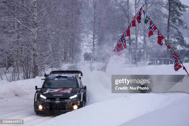 Kalle Rovanpera and Jonne Halttunen of Team Toyota Gazoo Racing WRT are driving the Toyota GR Yaris Rally1 Hybrid as they face one of the races...