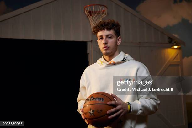 Brandin Podziemski of the Golden State Warriors poses for a portrait during the NBAE Media Circuit Portraits as part of NBA All-Star Weekend on...