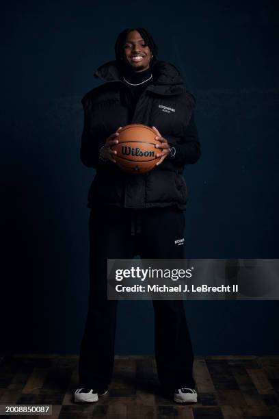 Tyrese Maxey of the Philadelphia 76ers poses for a portrait during the NBAE Media Circuit Portraits as part of NBA All-Star Weekend on Friday,...