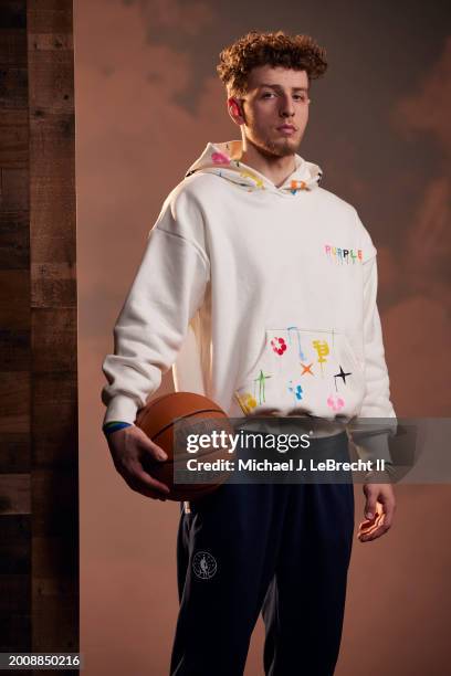 Brandin Podziemski of the Golden State Warriors poses for a portrait during the NBAE Media Circuit Portraits as part of NBA All-Star Weekend on...