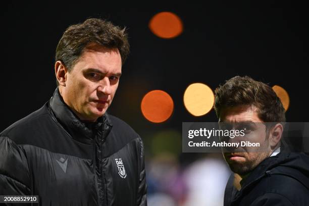 Benjamin GUFFLET president of Dax and Adrien ASTEGGIANO general director of Dax during the Pro D2 match between Union Sportive Dax Rugby Landes and...