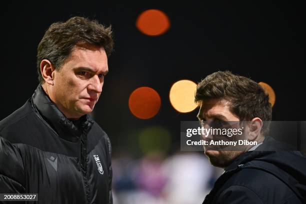 Benjamin GUFFLET president of Dax and Adrien ASTEGGIANO general director of Dax during the Pro D2 match between Union Sportive Dax Rugby Landes and...