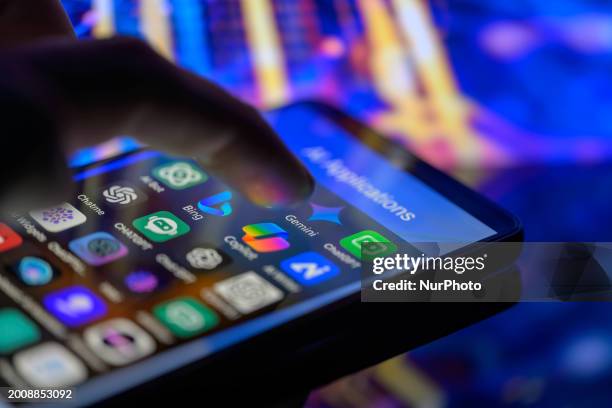 The Gemini app icon is being displayed on a smartphone among other AI-powered applications in this photo illustration in Brussels, Belgium, on...