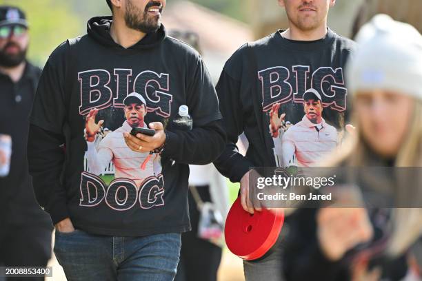 Fans walk along the course during the second round of The Genesis Invitational at Riviera Country Club on February 16, 2024 in Pacific Palisades,...