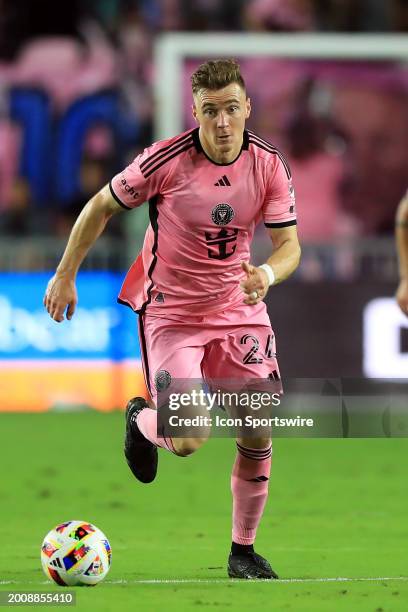 Inter Miami midfielder Julian Gressel controls the ball during the preseason match between Inter Miami CF vs Newell's Old Boys on February 15, 2024...