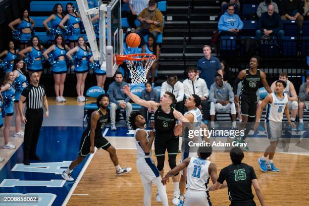 Dusan Neskovic of the Dartmouth Big Green lays up a shot against Columbia Lions in their NCAA men's basketball game on February 16, 2024 in New York...