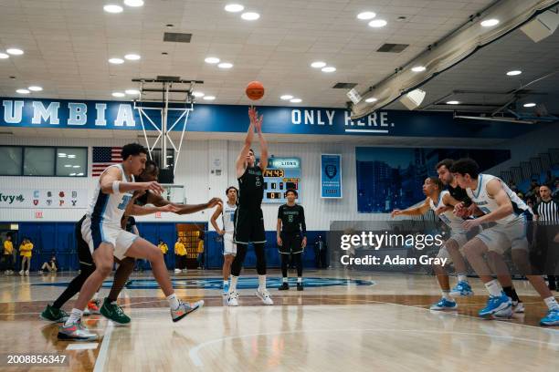 Dusan Neskovic of the Dartmouth Big Green shoots a free throw against Columbia Lions in their NCAA men's basketball game on February 16, 2024 in New...