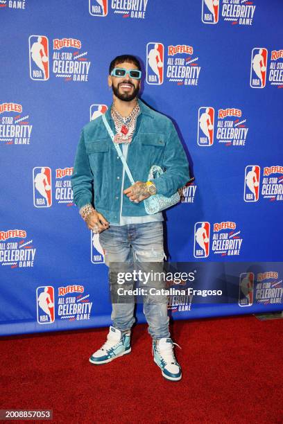 Anuel AA poses for a photo during the Ruffles NBA All-Star Celebrity Game as part of NBA All-Star Weekend on Friday, February 16, 2024 at Lucas Oil...